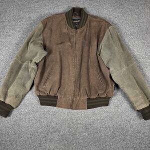 Vintage Varsity Mens Suede Bomber Jacket Full Zip Elbow Patches Princeton NJ M